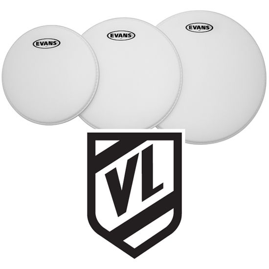 Evans G2 Coated White batter 2ply drum heads 10 12 14  