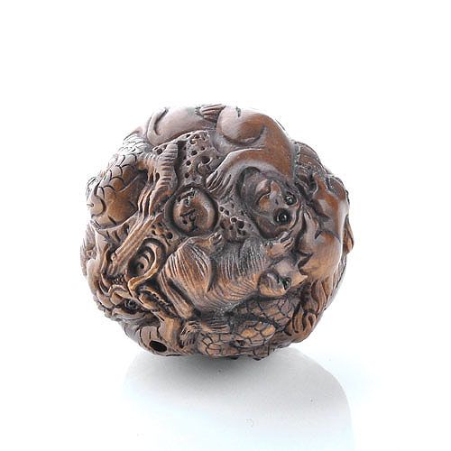 Carving Sculpture Boxwood Wood Netsuke The Twelve Zodiac Animals 