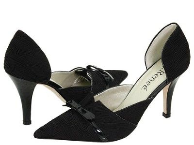 Renee Annika Beautiful Black Pleated Satin Pump 10M  