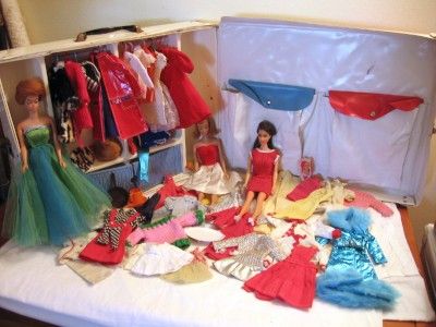 Vintage Barbie Lot Barbie Midge Fashion Queen Dolls Clothes Case Mod 