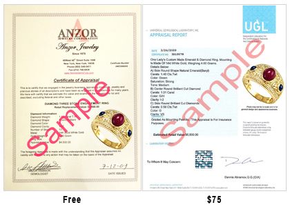 Available UGL appraisal certificate.+ $75.00