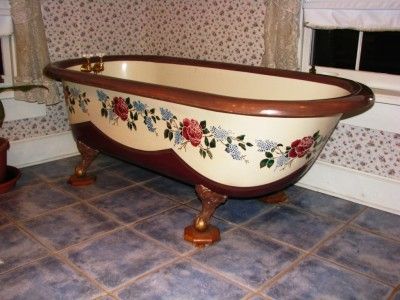 Vintage Antique True Claw Foot Bathtub Fully Restored Hand Painted Old 