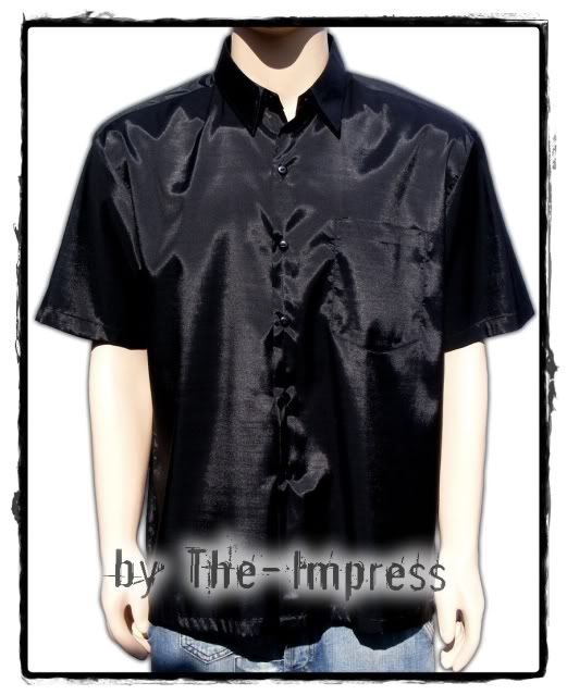 10 Black Men Shirt Thai Silk Short Sleeved Business  