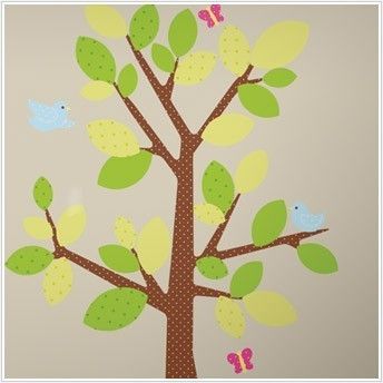   Polka Dots Green Tree Wall Decals   Baby Nursery Dotted Mural Stickers