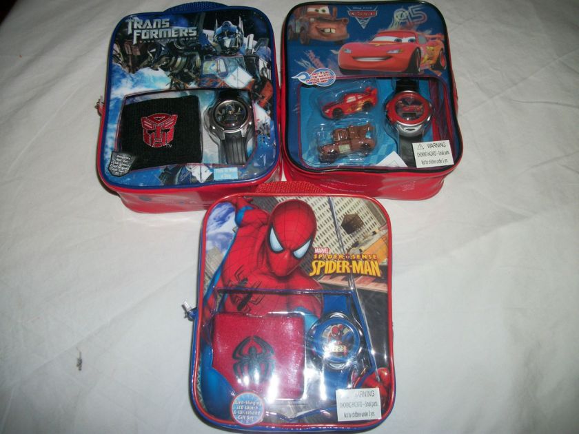   BOYS DISNEY PIXAR TOY STORY CARS SPIDERMAN TRANSFORMERS WATCH GIFT SET