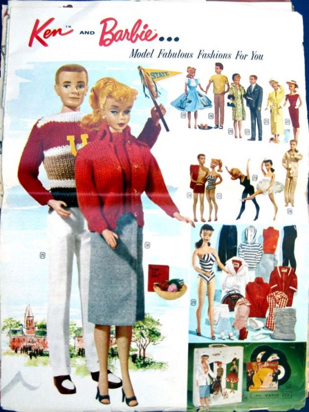 HUGE LOT 40+ Vintage Sewing Patterns DOLLS BARBIE KEN 50s/60s/70s 