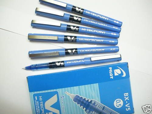 12 Pilot Hi Tecpoint V5 0.5 roller ball pen (blue ink)  