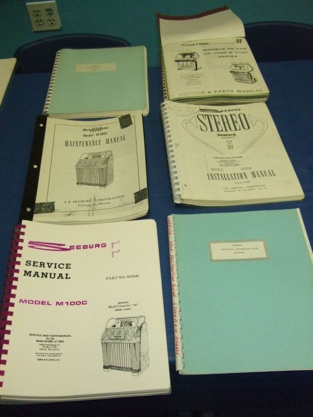 50s & 60s SEEBURG Jukebox MANUALS and SCHEMETICS   RARE THICK 