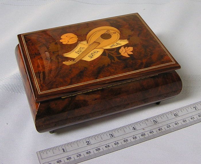 Thorens 2 song 36 note music musical casket box by Ballerina Lute 