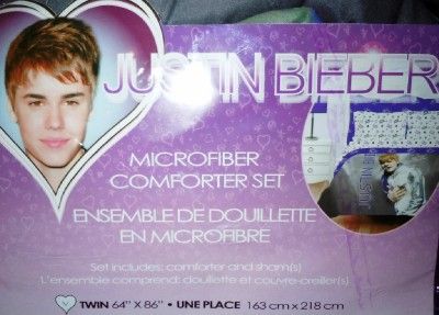 JUSTIN BIEBER CONCERT TWIN SZ SINGLE BEDDING SET+16 PILLOW BEIBER 