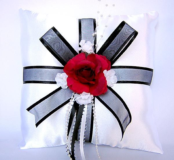 RED BLACK FLOWER GIRL BASKET PILLOW GUEST BOOK  