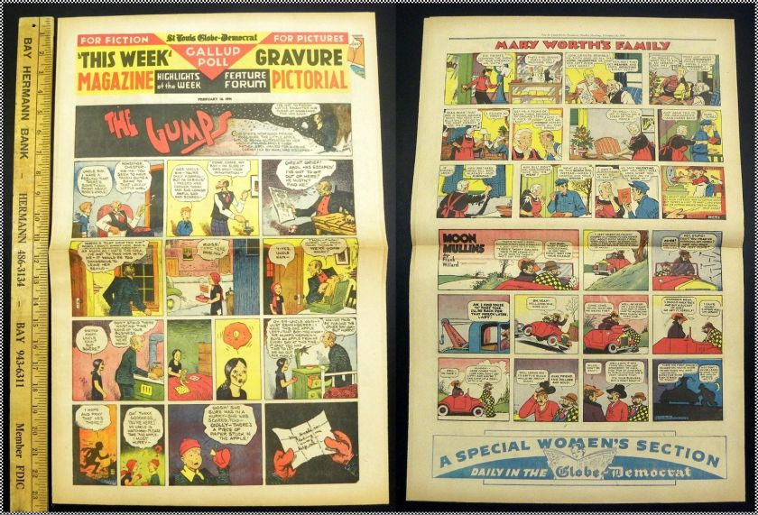 Vintage Globe Democrat Feb 1941 Sunday Newspaper Comics  