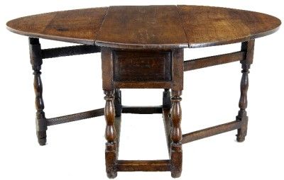 18TH CENTURY ANTIQUE COUNTRY OAK GATELEG TABLE  