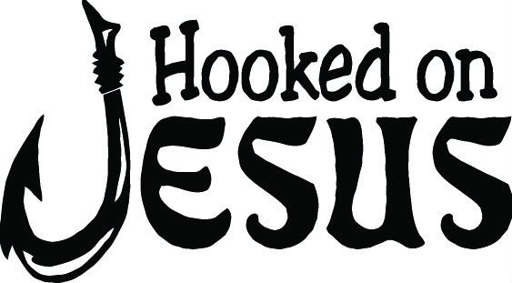 HOOKED ON JESUS FISH HOOK VINYL DECAL AUTO HOME WINDOW  