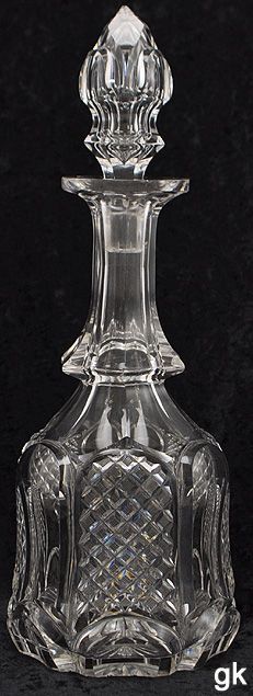 Beautiful Antique English Cut Glass Decanter Diamond Design Mid Late 