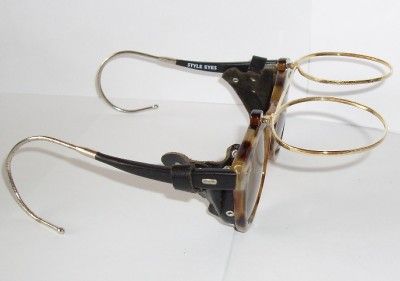 Vintage STEAMPUNK Safety Aviator Motorcycle TORTOISE EYEGLASSES 