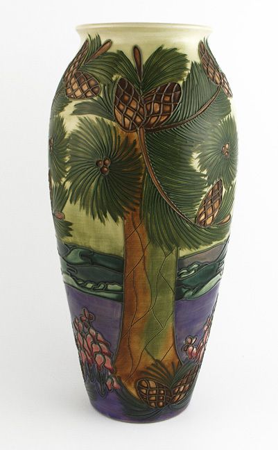 MODERN HUGE MOORCROFT ENGLISH POTTERY TALL VASE FURZEY  