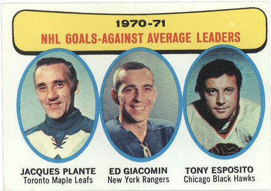 JACQUES PLANTE ED GIACOMIN TONY ESPOSITO 1971/72 TOPPS HOCKEY LEADERS 