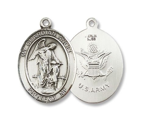 Sterling Silver Guardian Angel Army Pendant Military S  