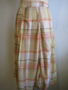 DOROTHEE BIS 100% COTTON PLAID PLEATED SKIRT MISSES 12  