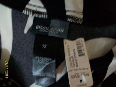 BISOU BISOU NWT black & white embellished zebra inspired career dress 