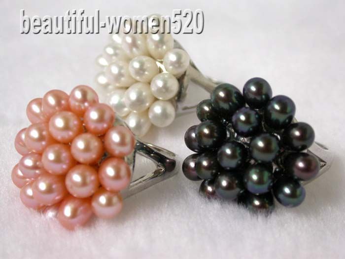 wholesale 7mm pink white black freshwater Pearl ring. I starting so 