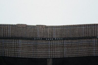 HUGO BOSS 2011 BLADE BROWN PLAID FLAT FRONT CASUAL DRESS PANTS 36 MINT 