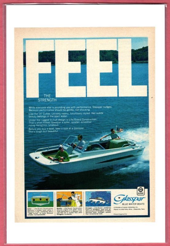 1970 GLASPAR 16 CUTLAS BLUE WATER BOATS AD  