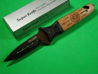   Open Carved Wood Rangers Super Knife Pocket Knife YC 608RG MJB  