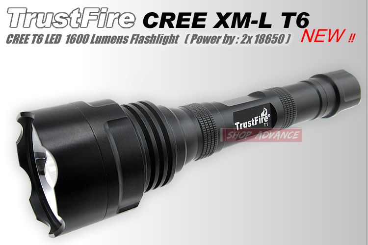 TrustFire TR T1 1600 Lumens CREE XML XM L T6 LED Flashlight Torch 2x 