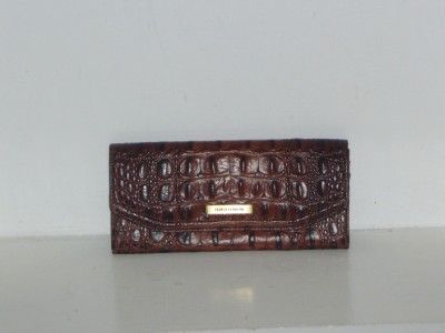   Pecan Brown Croco Embossed Leather Wallet New Without Tags  