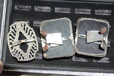   VINTAGE ANTIQUE VICTORIAN FILIGREE CUT STEEL BUCKLE SET LOT 3 WD162