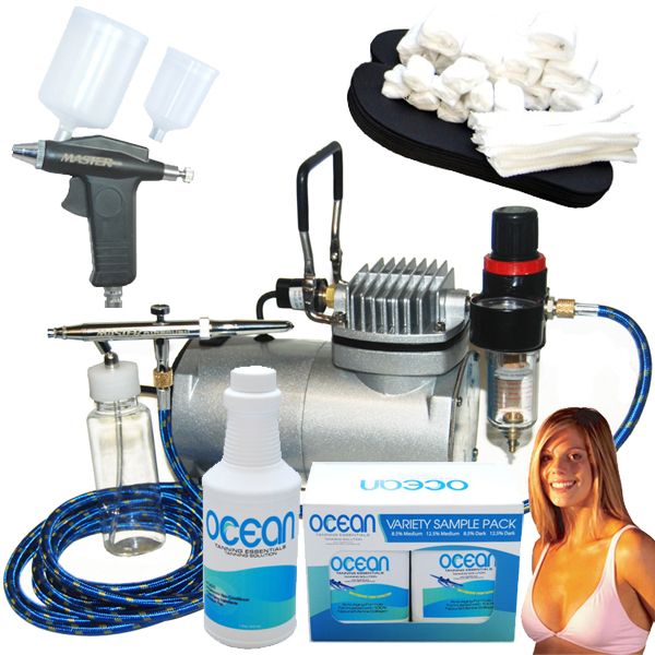 Airbrush Spray Gun SUNLESS TANNING SYSTEM w Qt Solution  