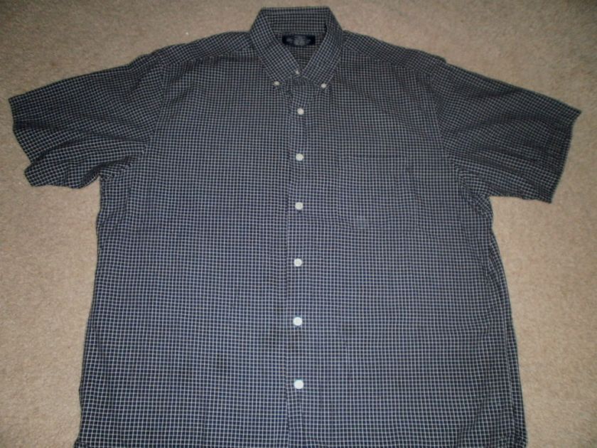 Brooks Brothers Black & White Plaid Short Sleeved Shirt Sz. L Large 