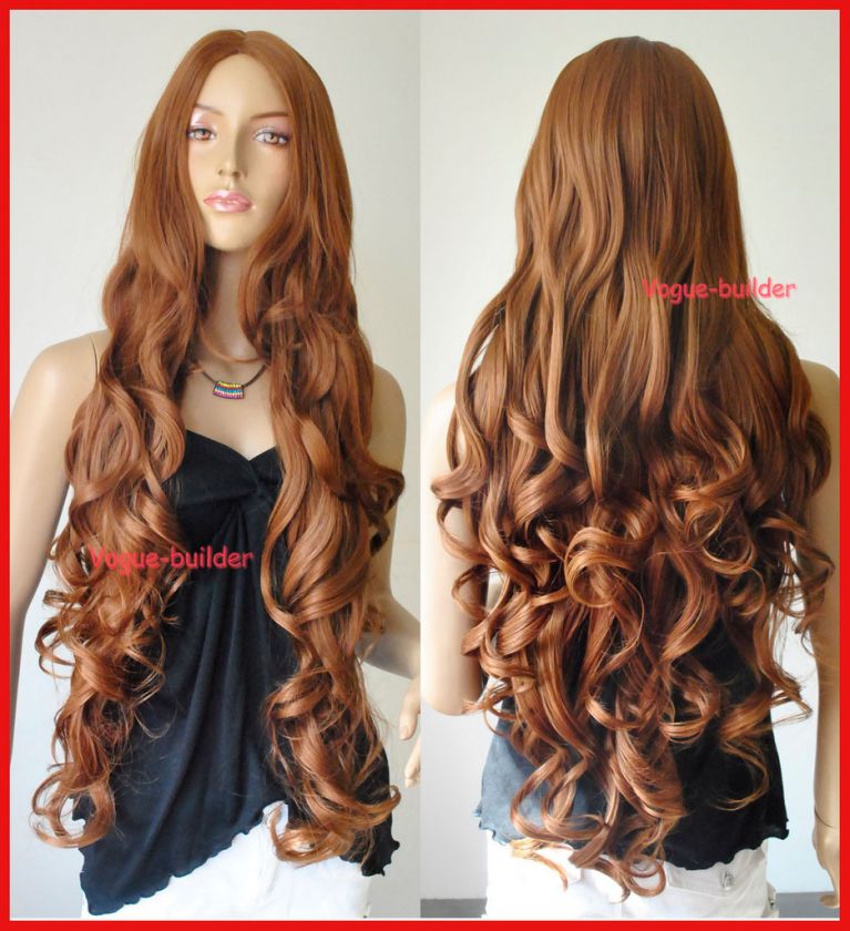 35 Long Brown Spiral Wavy Cosplay Party Hair Wig 30#  