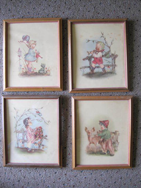 Set 4 Marion Bradford Burgess Framed Prints, Children  