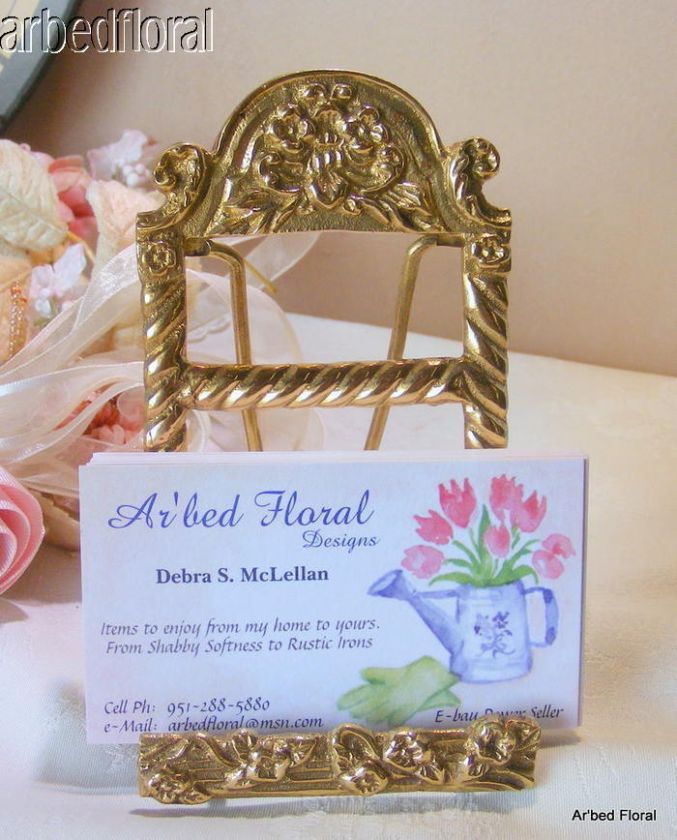 Solid Brass Business Card Holder Victorian Fleur Style  