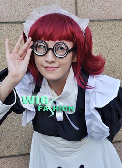 Black Butler Maylene Dark Red Cosplay Hair Wig + 2X Ponytails  