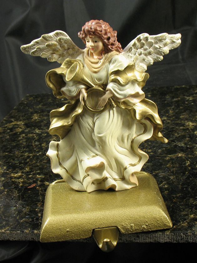 Handpainted Angel Christmas Stocking Hanger Adjustable Hook  