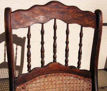 Grecian Scroll Arm Grain Painted Caned Rocker C 1880s  