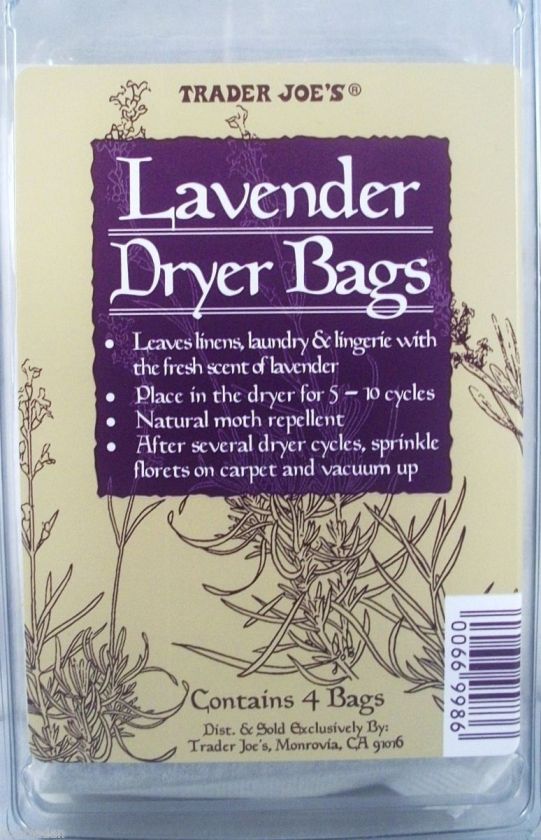 TRADER JOES Lavender DRYER BAGS x 2 Packs 8 Bags Total  