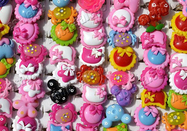   jewelry lots 99pcs assorted lovely fashion resin children rings free