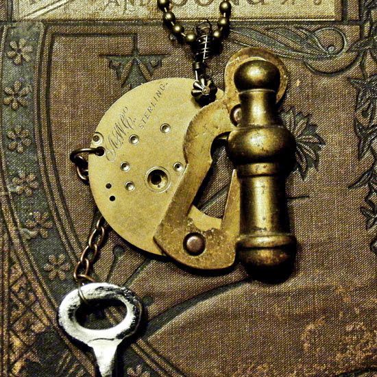 VINTAGE CHARM~Steampunk/Victorian Key Brass Keyhole/Pocket Watch Plate 