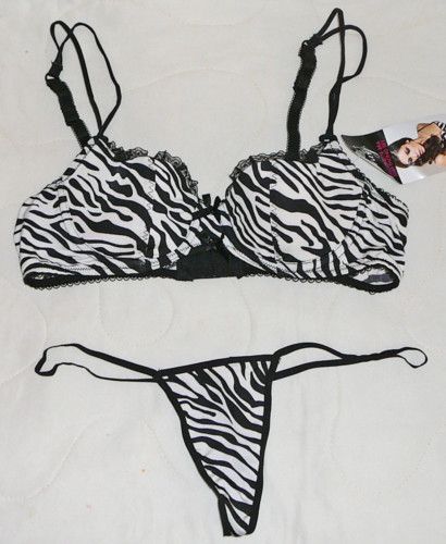 Smart & Sexy Zebra Balconette Bra Thong Set 34 A B  