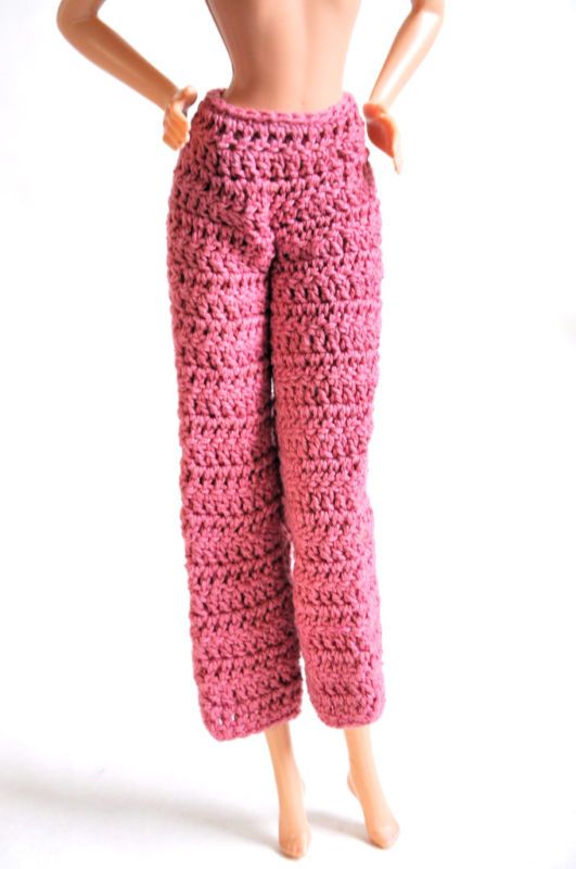 Barbie Doll Clothing Vintage Pants Crochet Mauve  