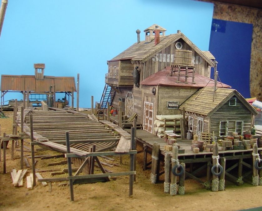 HO/HOn30 PRO BUILT SIERRAWEST THE SHIPYARD AT FOSS LANDING DIORAMA WOW 