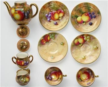 Royal Worcester miniature Tea for Two tea set, teapot FRUIT Freeman 