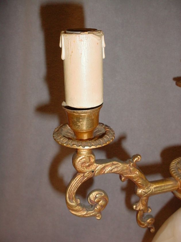 Nice antique French bronze & alabaster lamp # 05342  