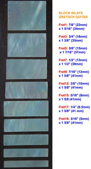 Block Inlay set In White Mop GRETSCH Guitar #FR029  