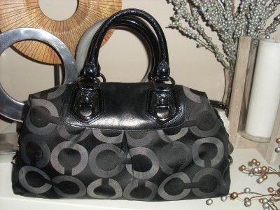 COACH OP ART LARGE SABRINA SATCHEL BAG/PURSE MULTI~BLACK/SILVER~DUST 